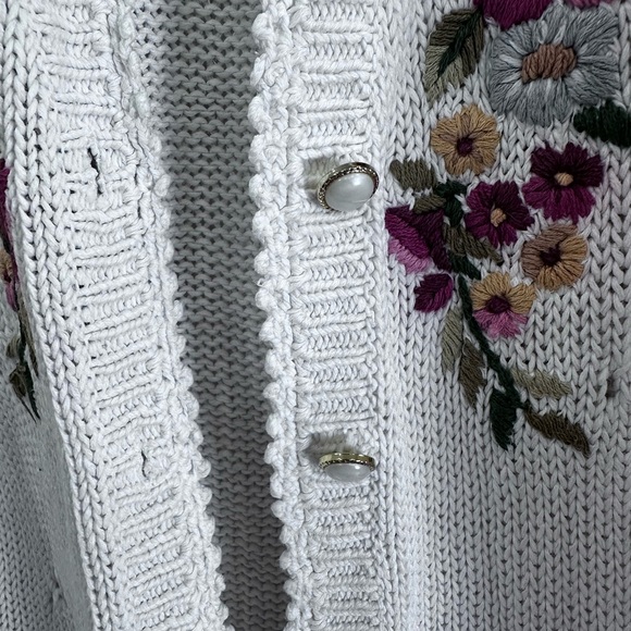 Capacity Petites Cottage Core FloralSweater M Vintage Red Pink Rose Cardigan - Picture 12 of 16